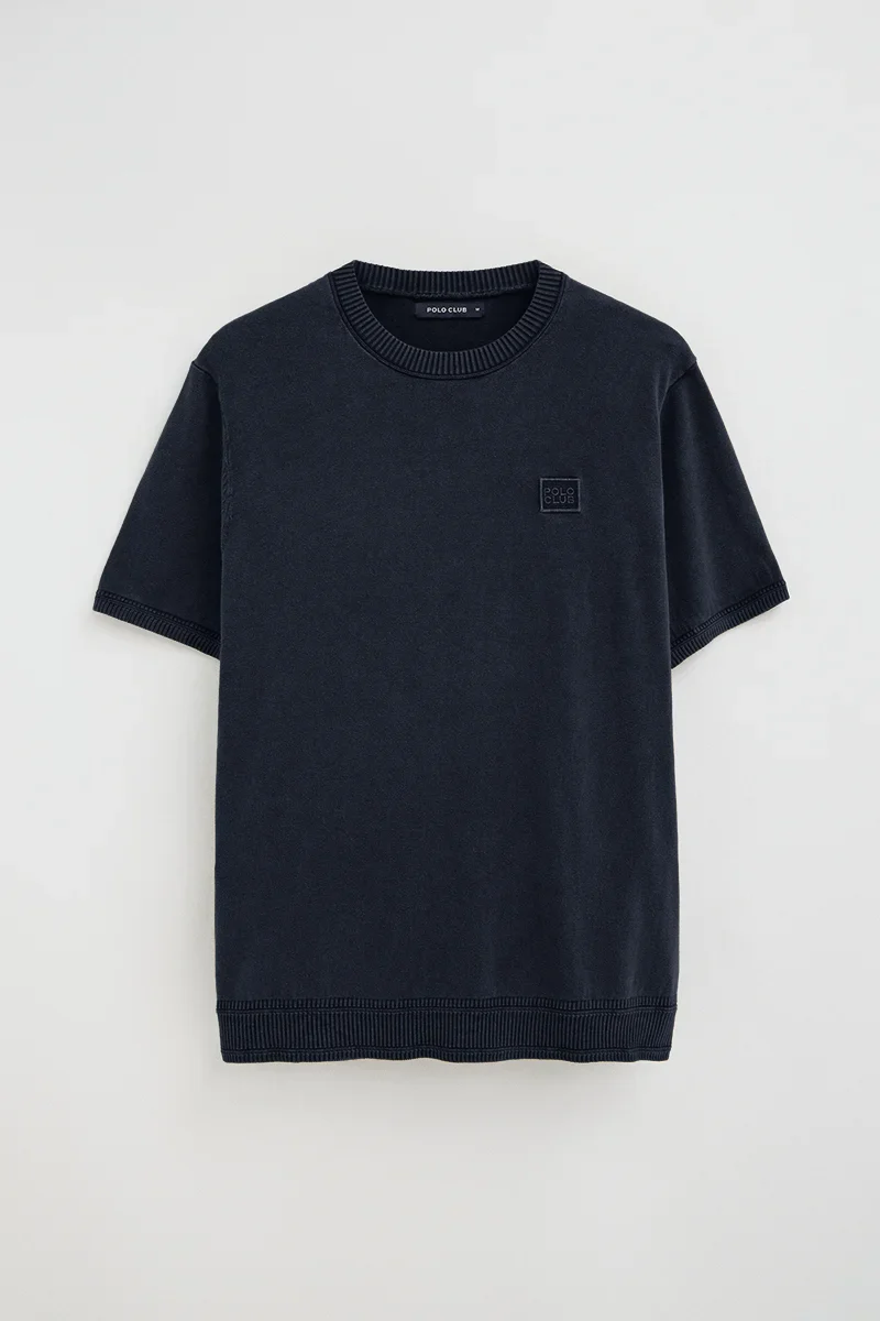 Navy-blue short-sleeve jumper Polo Club with slim fit and washed effect - Image 9