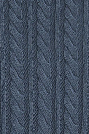 Denim-blue cable-knit jumper with V-neck and Polo Club logo - Image 12