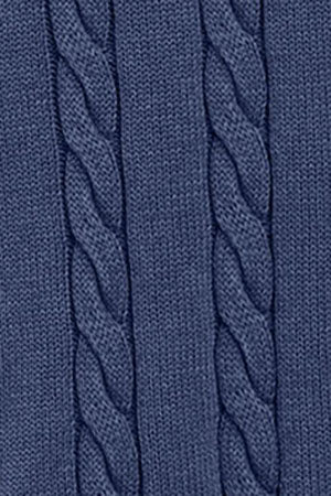 Blue-violet garment-dye cable-knit jumper with embroidered logo - Image 8