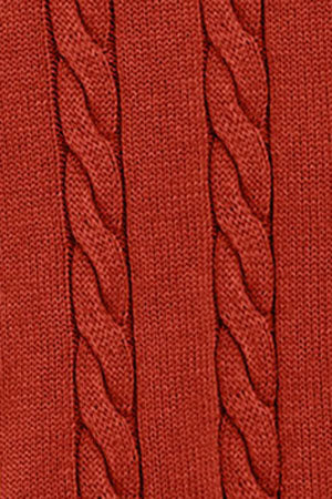 Reddish garment-dye cable-knit jumper with embroidered logo - Image 8