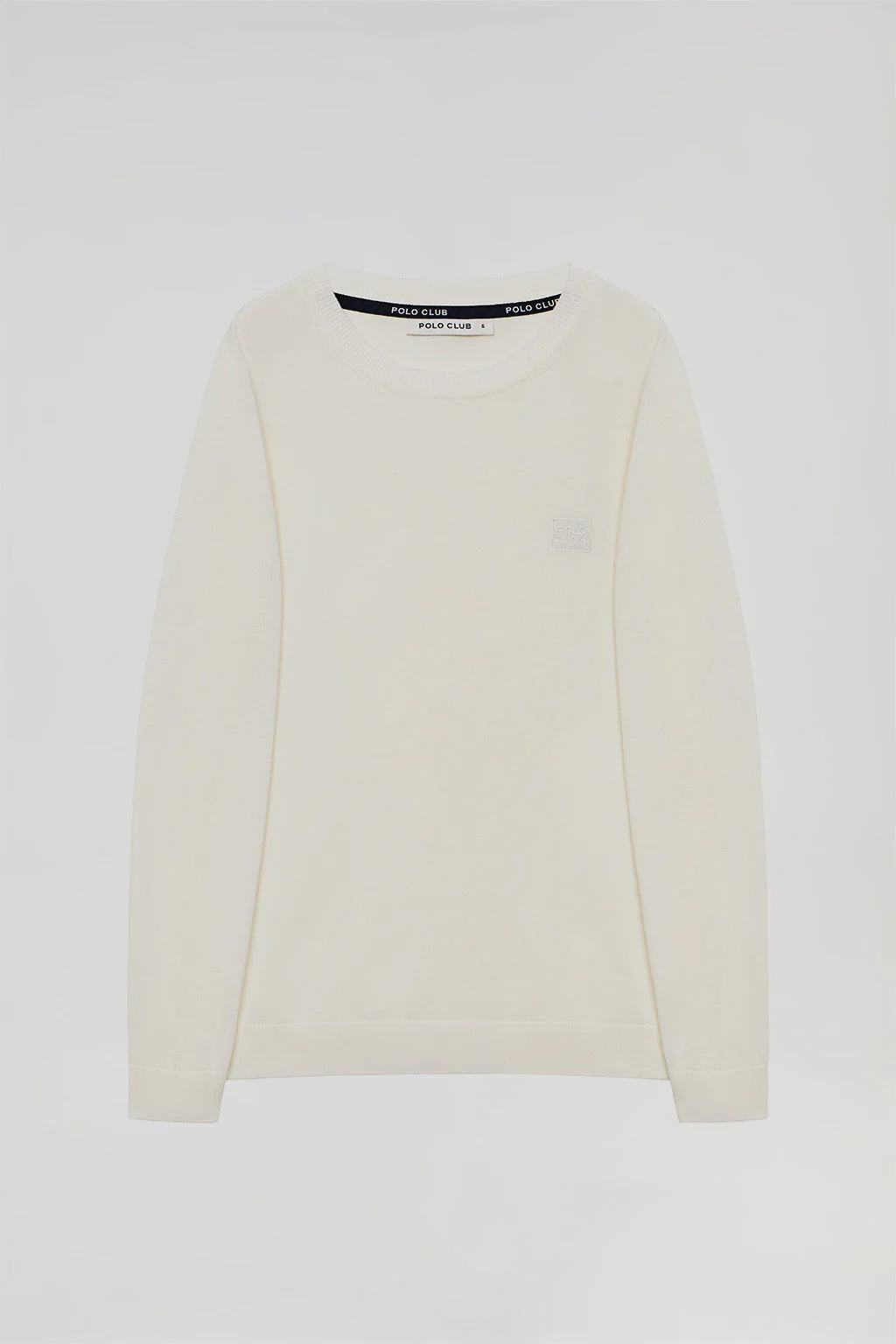 Ice-colour round-neck basic jumper with embroidered logo in matching colour - Image 10