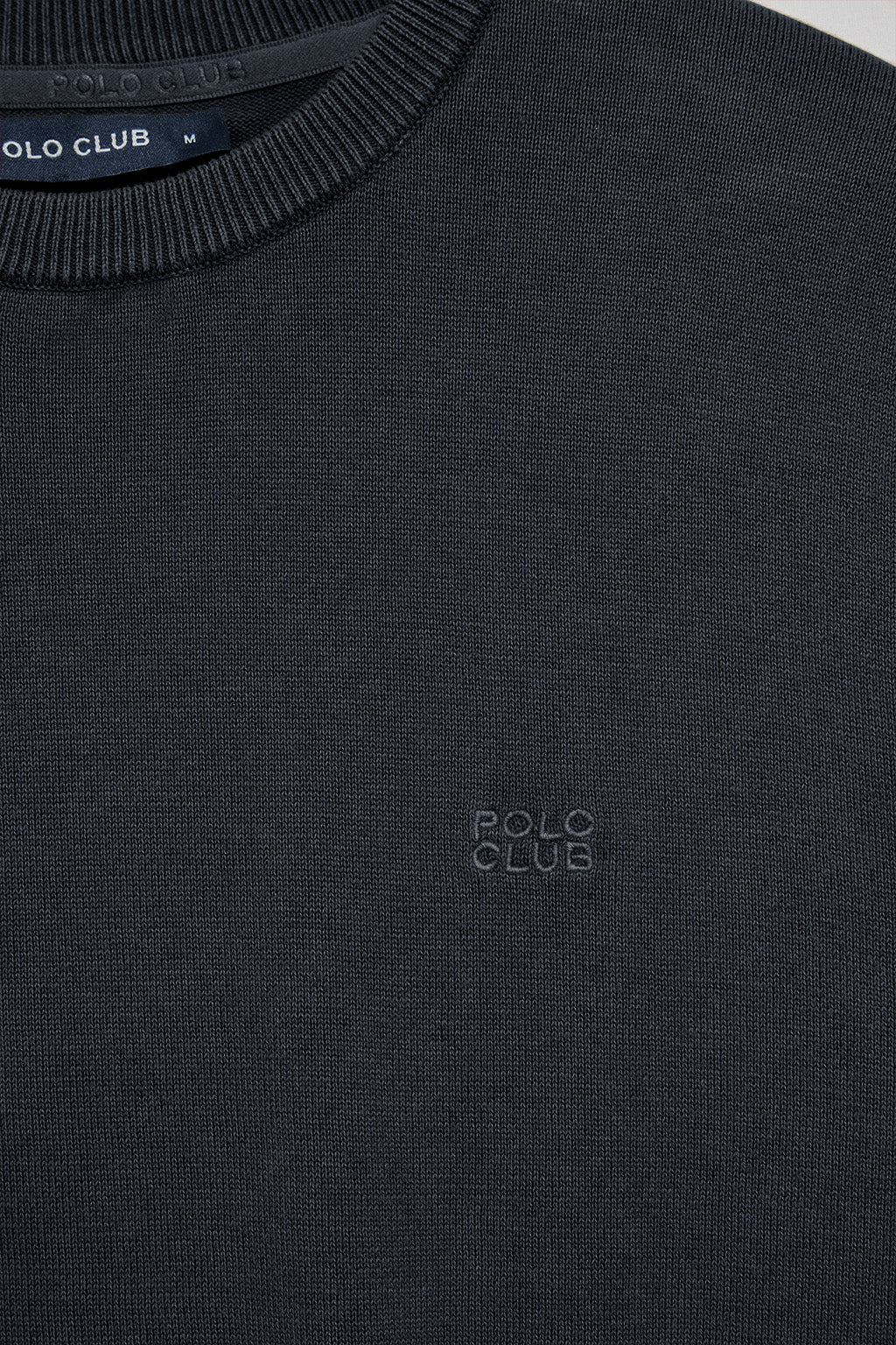 Navy-blue garment-dyed jumper with short sleeves and embroidered logo - Image 6