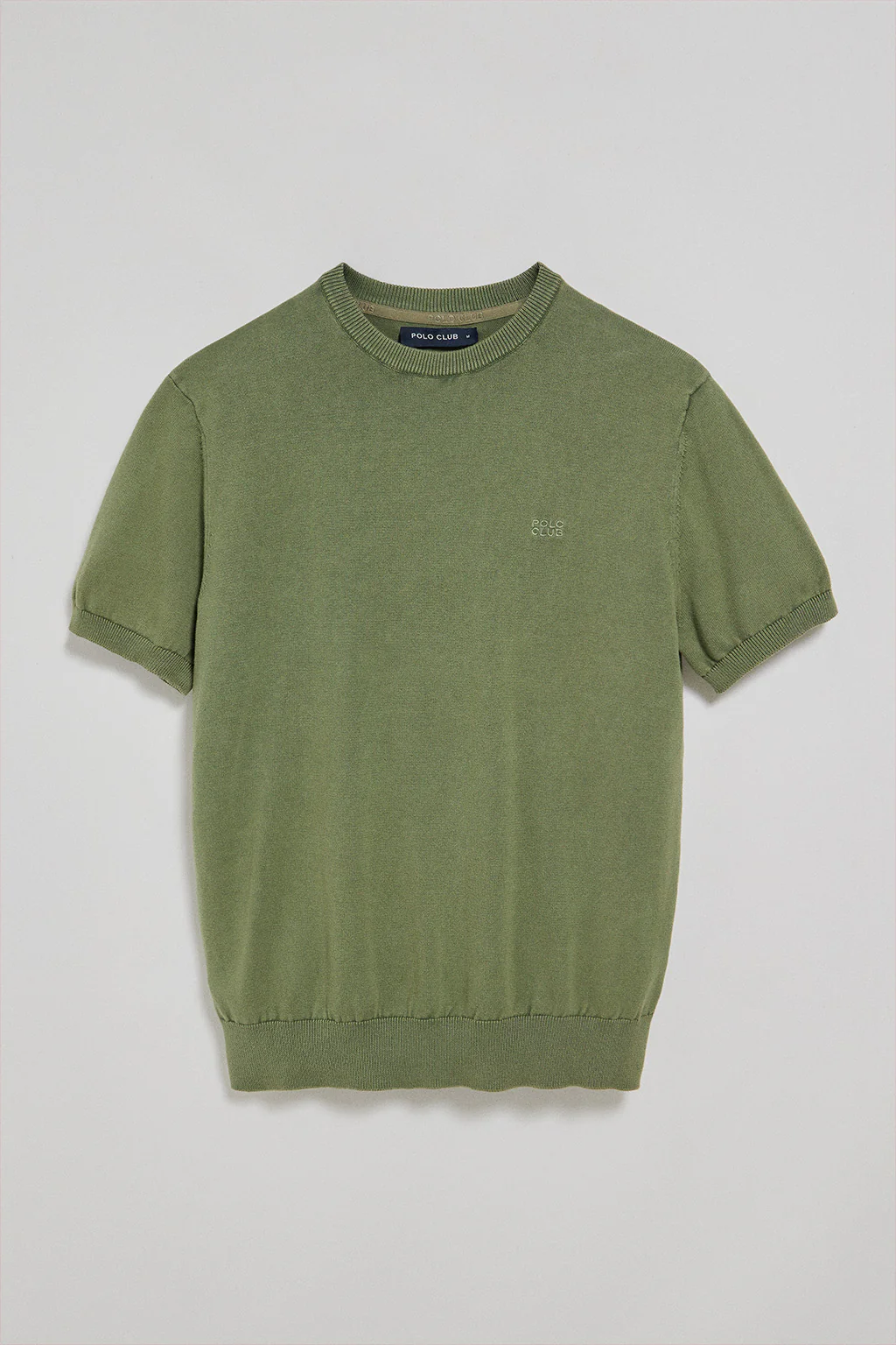 Light-green garment-dyed jumper with short sleeves and embroidered logo - Image 5