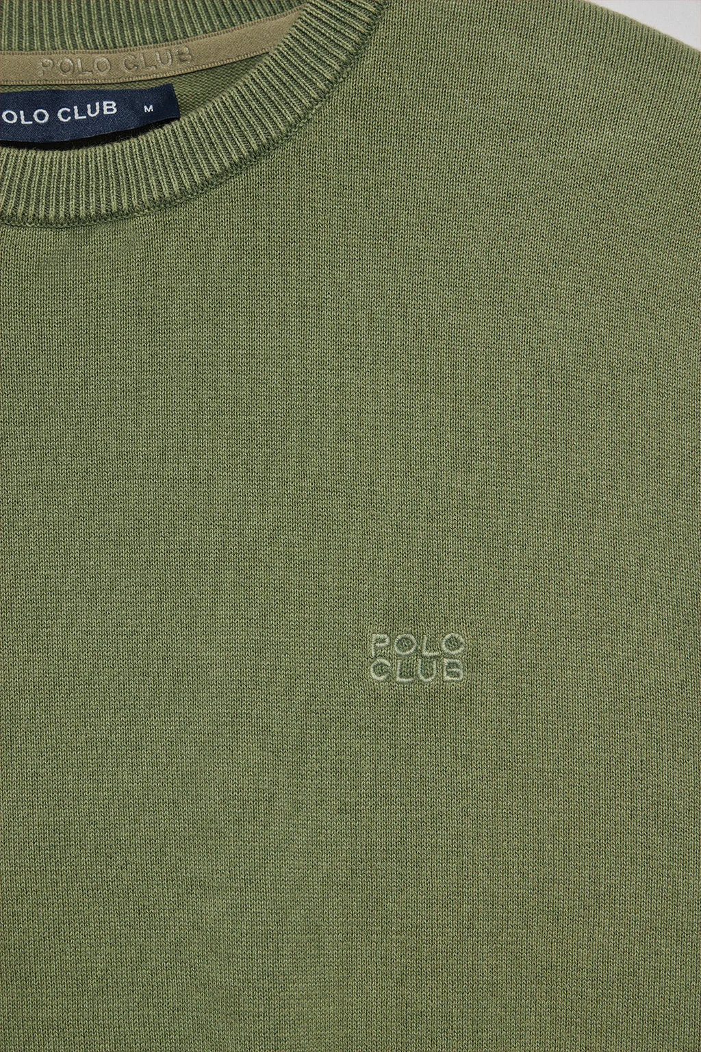 Light-green garment-dyed jumper with short sleeves and embroidered logo - Image 6