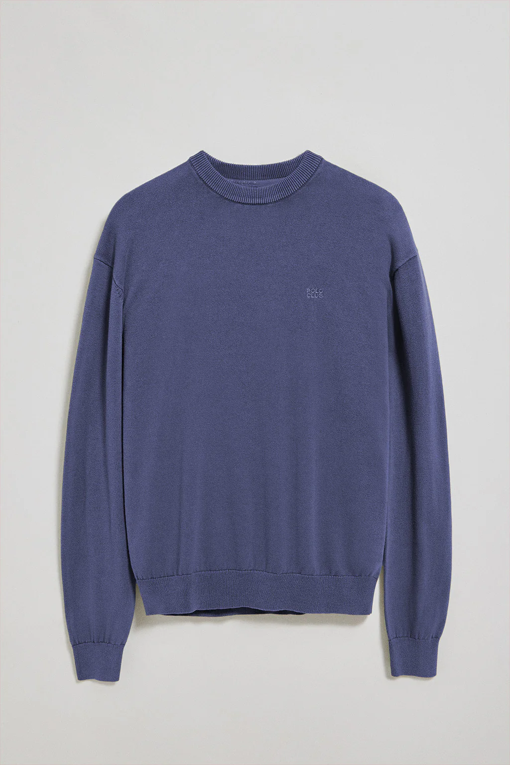 Blue-violet garment-dye jumper with round neck and embroidered logo - Image 7