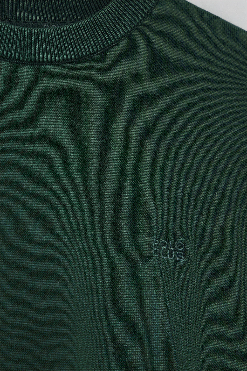 Emerald-green garment-dye jumper with round neck and embroidered logo - Image 7