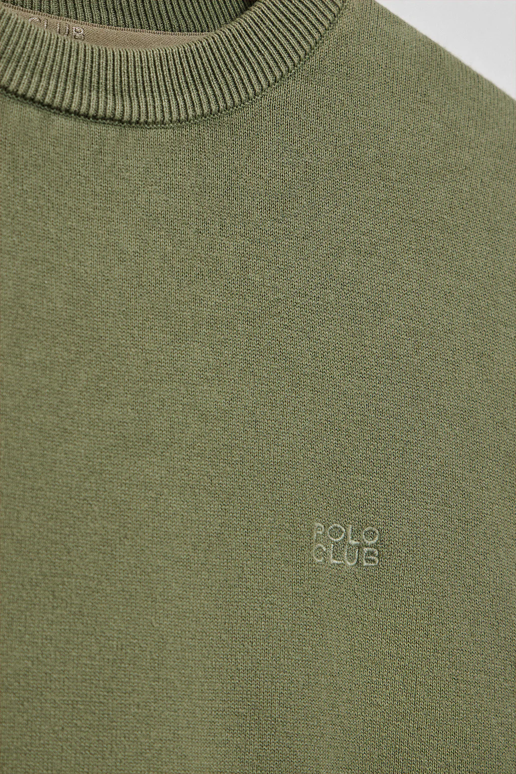 Light-green garment-dye jumper with round neck and embroidered logo - Image 6
