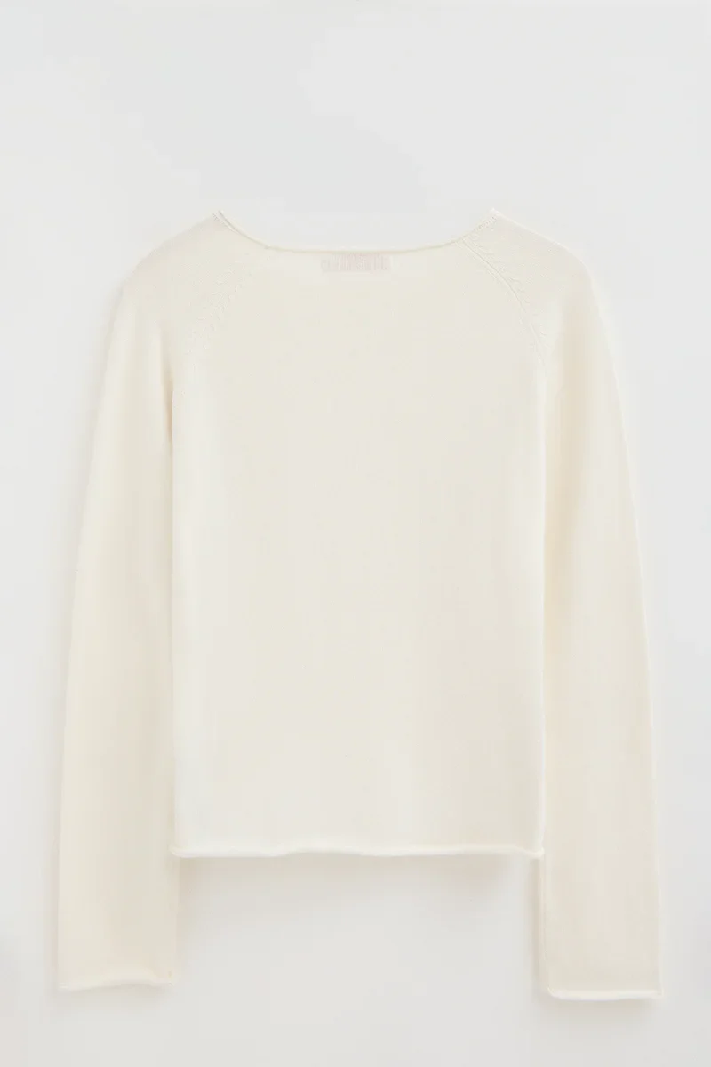Nude jumper with slightly rolled-up details and Polo Club logo - Image 8