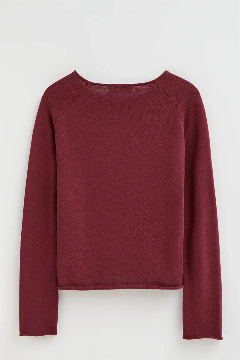 Wine jumper with slightly rolled-up details and Polo Club logo - Image 8