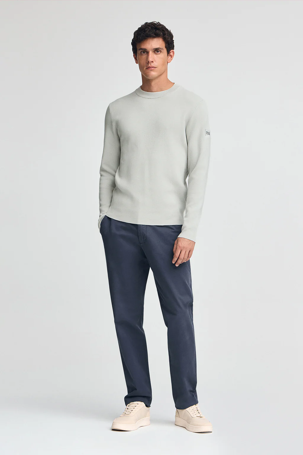 Light-grey cotton-knit jumper with Polo Club patch - Image 3