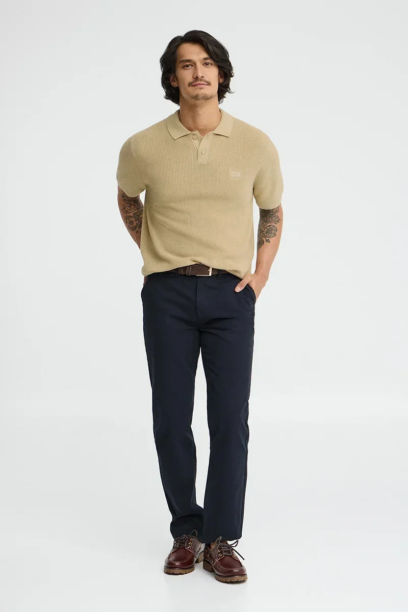 Beige short-sleeve jumper with polo collar and Polo Club patch - Image 4