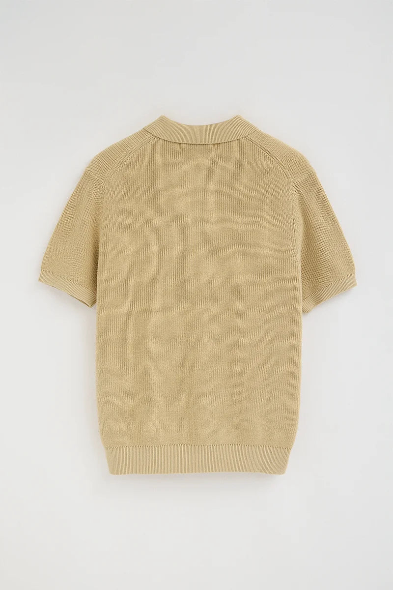 Beige short-sleeve jumper with polo collar and Polo Club patch - Image 8