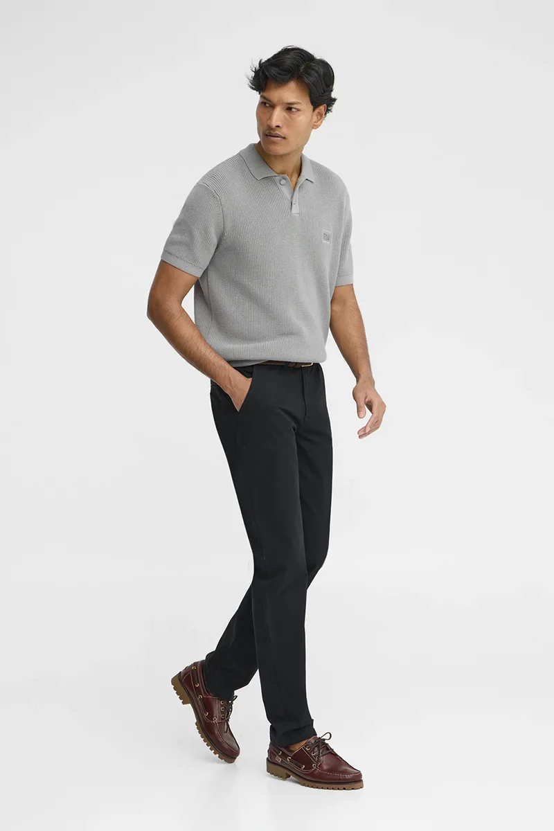 Grey short-sleeve jumper with polo collar and Polo Club patch - Image 4