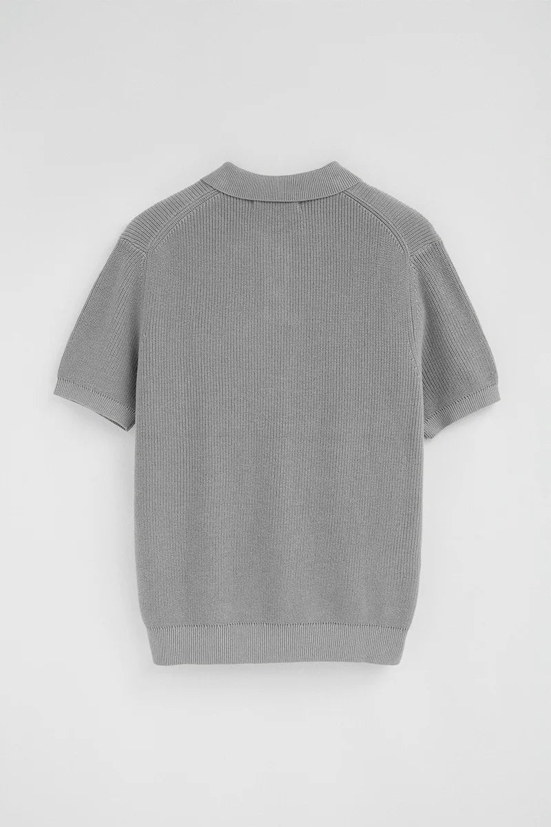 Grey short-sleeve jumper with polo collar and Polo Club patch - Image 8