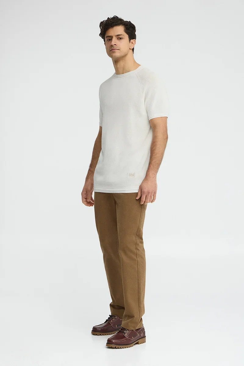 Cream fisherman's-rib jumper with short raglan sleeves and Polo Club logo - Image 4