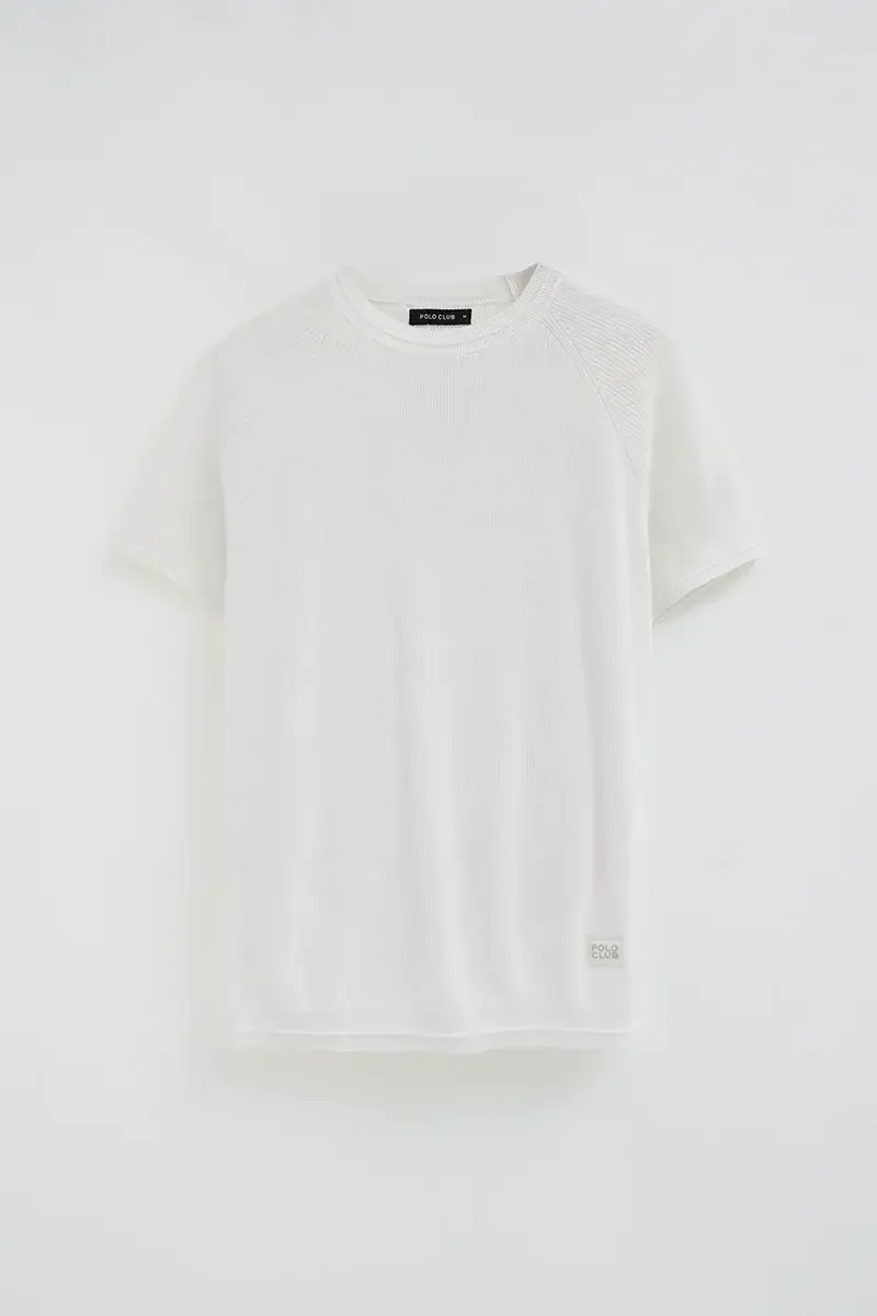 Cream fisherman's-rib jumper with short raglan sleeves and Polo Club logo - Image 6