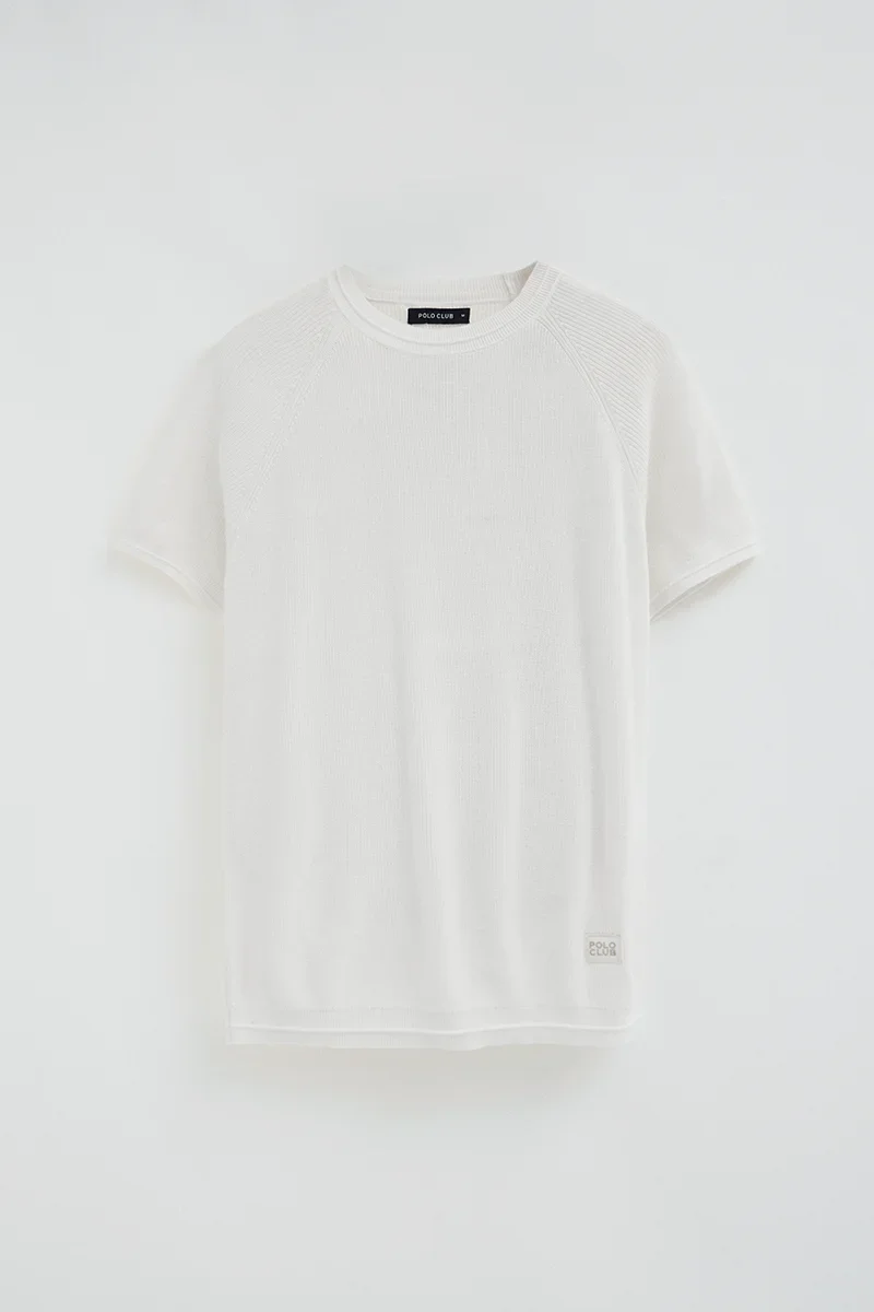 Cream fisherman's-rib jumper with short raglan sleeves and Polo Club logo - Image 9