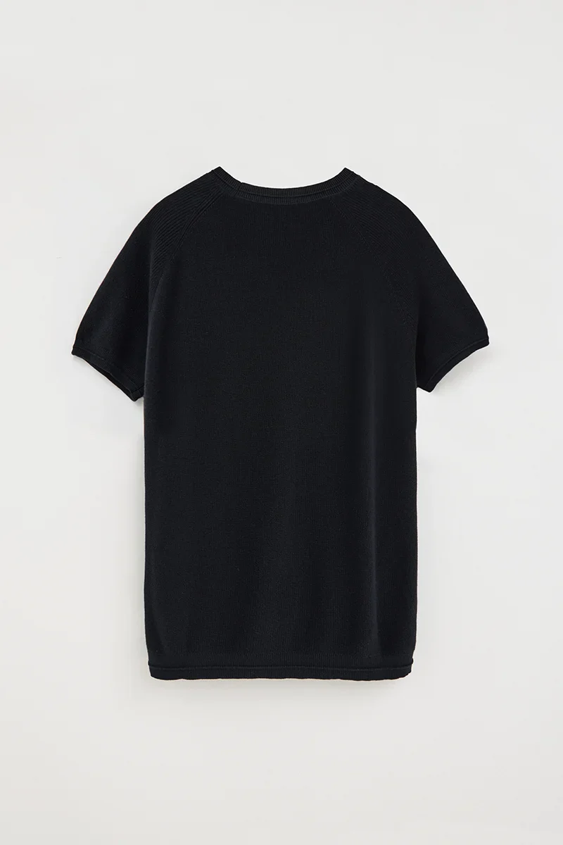 Navy-blue fisherman's-rib jumper with short raglan sleeves and Polo Club logo - Image 8