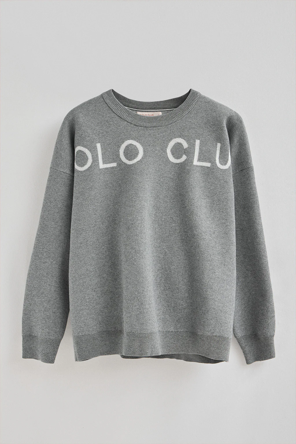 Grey-marl knit jumper with Polo Club contrasting logo - Image 9