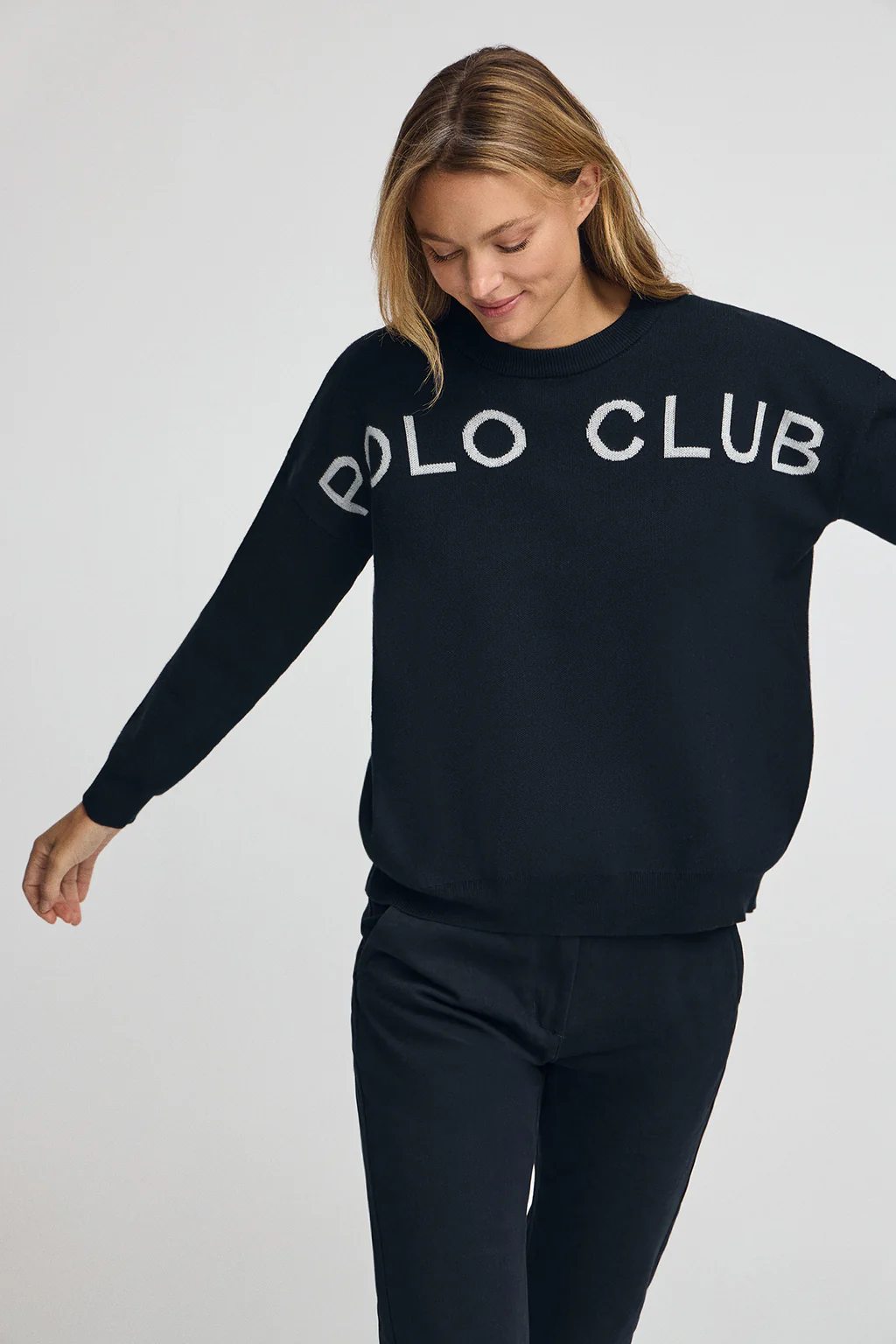 Navy-blue knit jumper with Polo Club contrasting logo