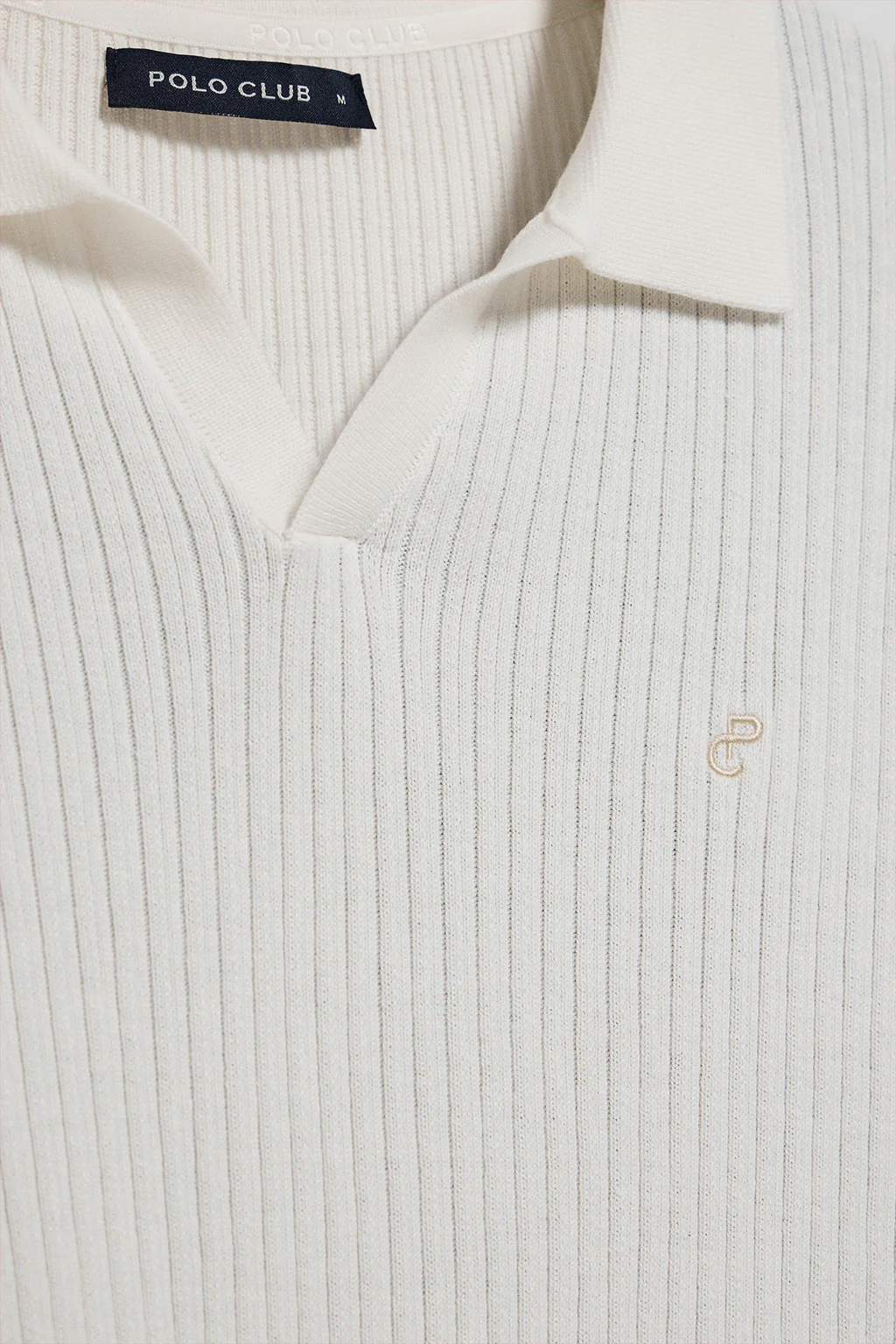 Beige ribbed jumper Jay with embroidered monogram - Image 8