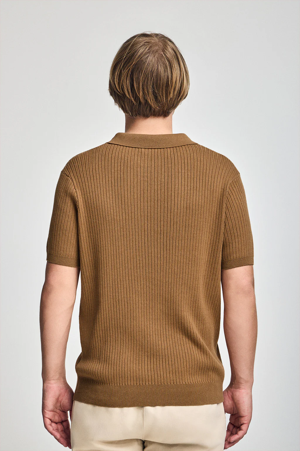 Camel ribbed jumper Jay with embroidered monogram - Image 2