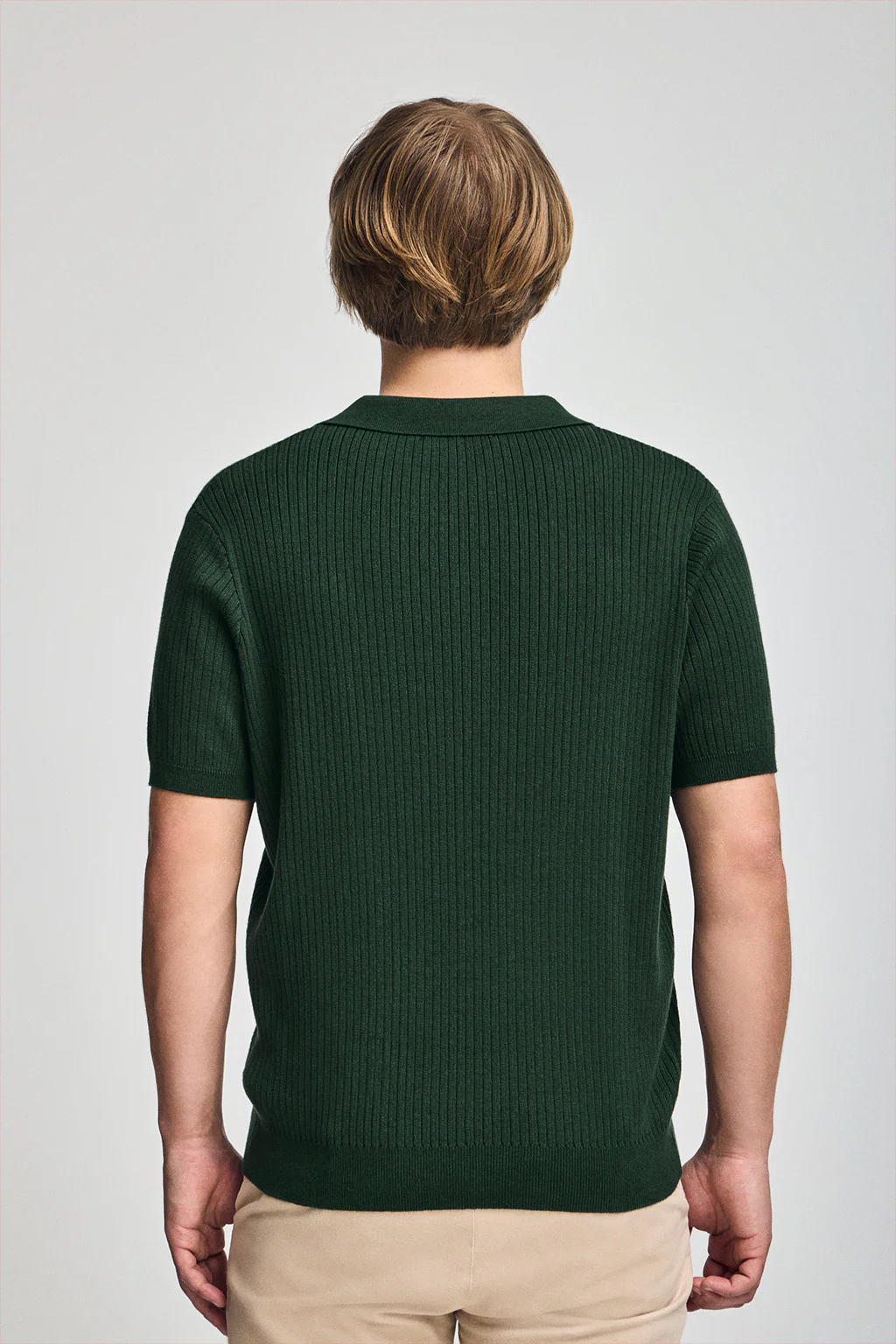 Emerald-green ribbed jumper Jay with embroidered monogram - Image 2