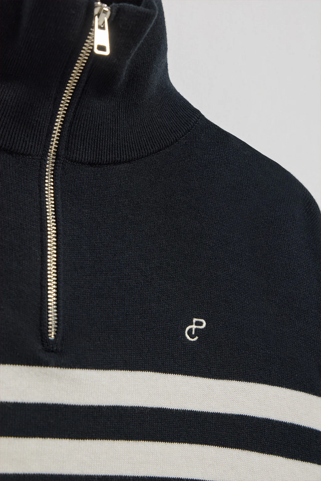 Navy-blue knit jumper Jisoo with embroidered monogram - Image 6