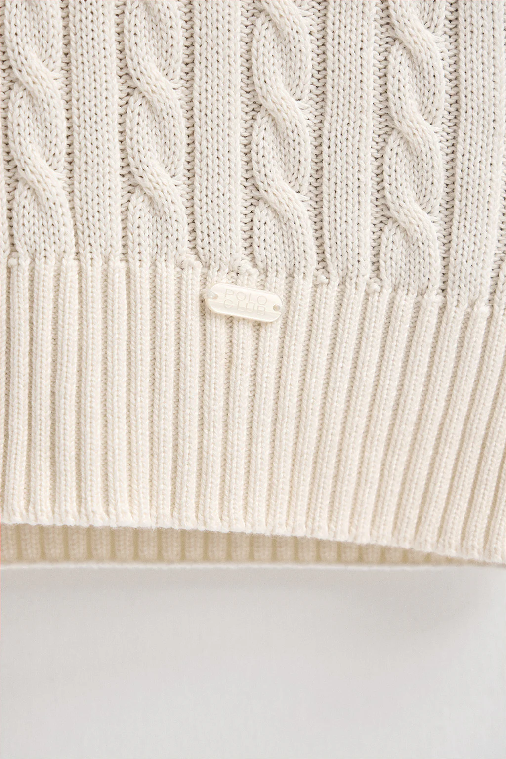 Nude cable-knit jumper with polo collar - Image 8