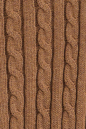 Camel-marl cable-knit jumper with polo collar - Image 9