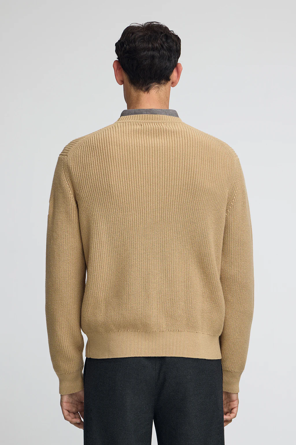 Camel fisherman's-rib cardigan with Polo Club patch - Image 5