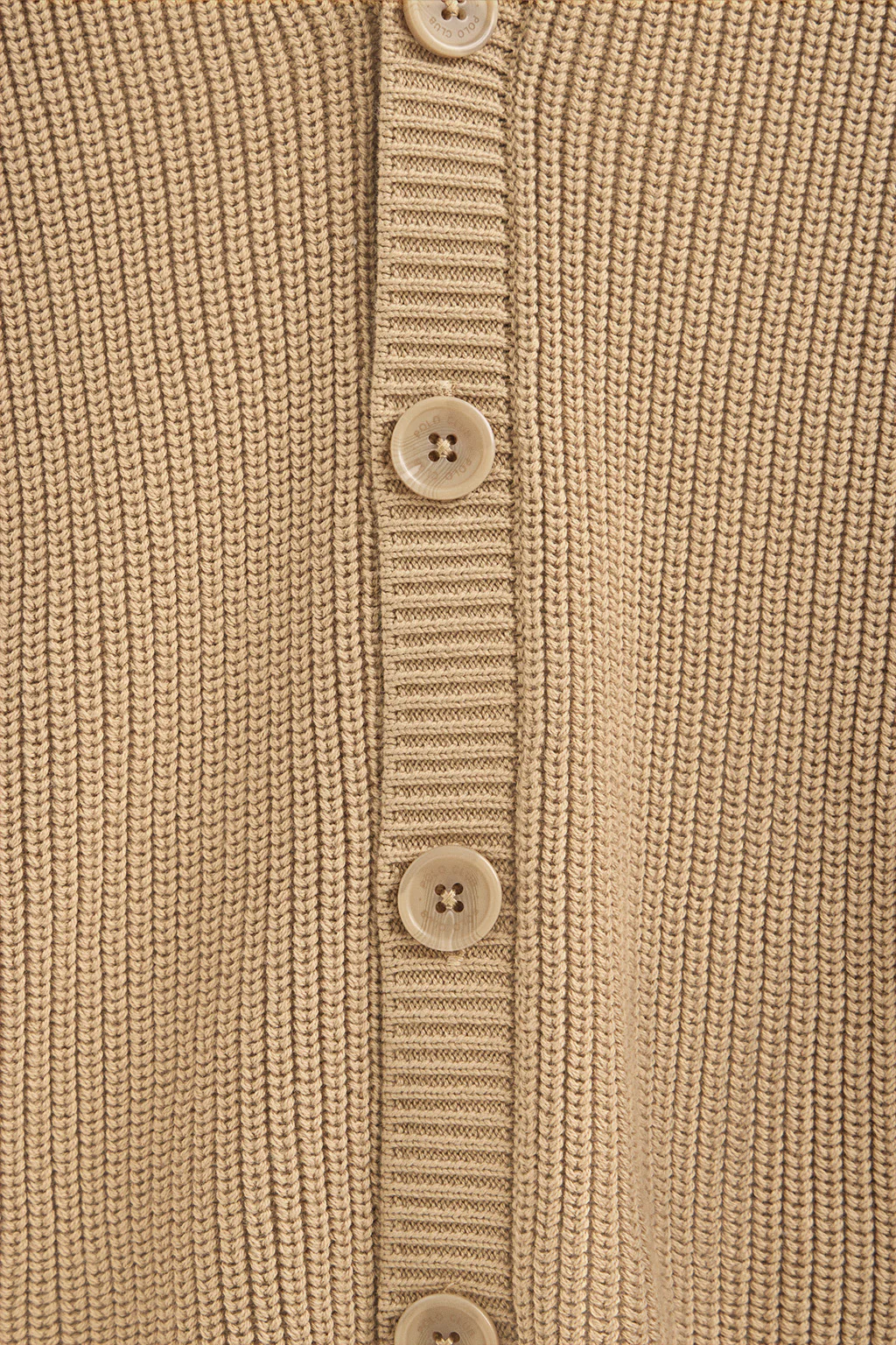 Camel fisherman's-rib cardigan with Polo Club patch - Image 7