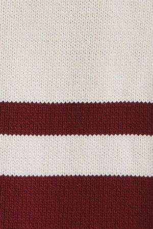 Buttoned V-neck cardigan in nude and maroon with Polo Club nautical patch - Image 10
