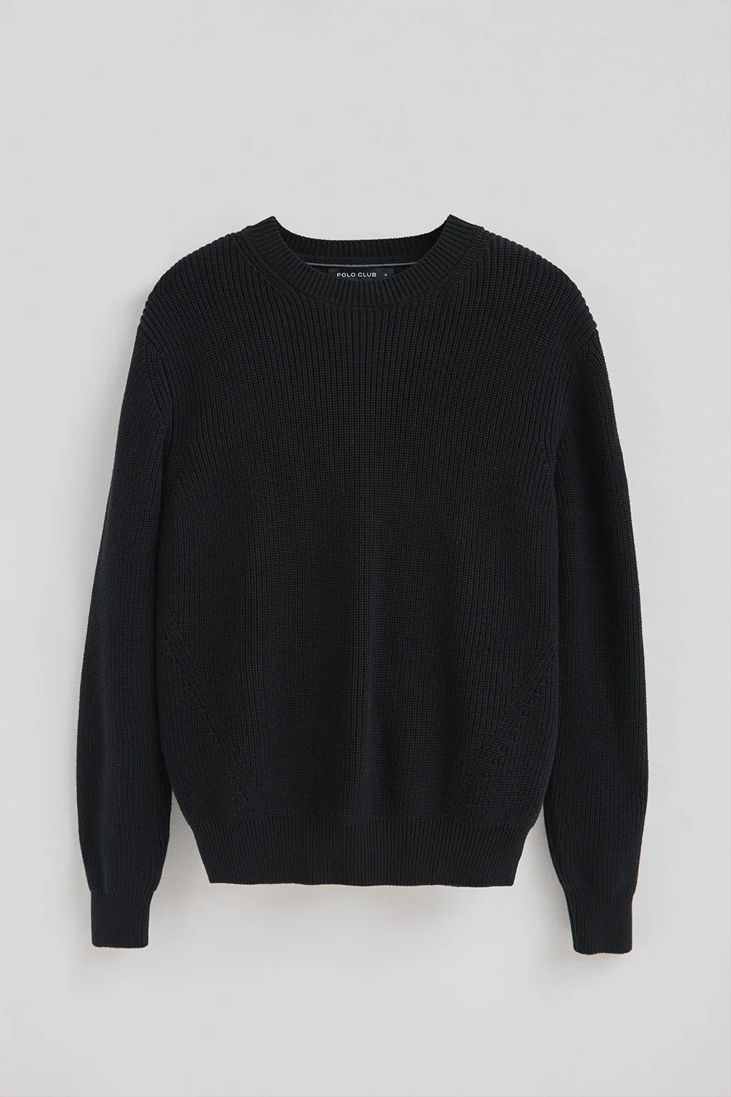 Black fisherman's-rib jumper with Polo Club patch - Image 9
