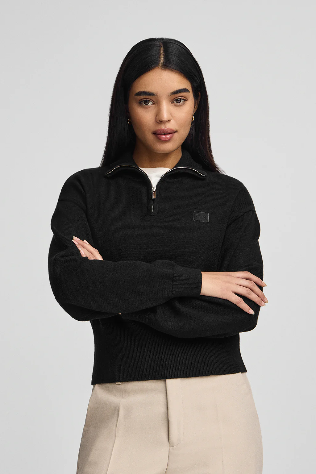 Black half-zip cotton jumper - Image 3