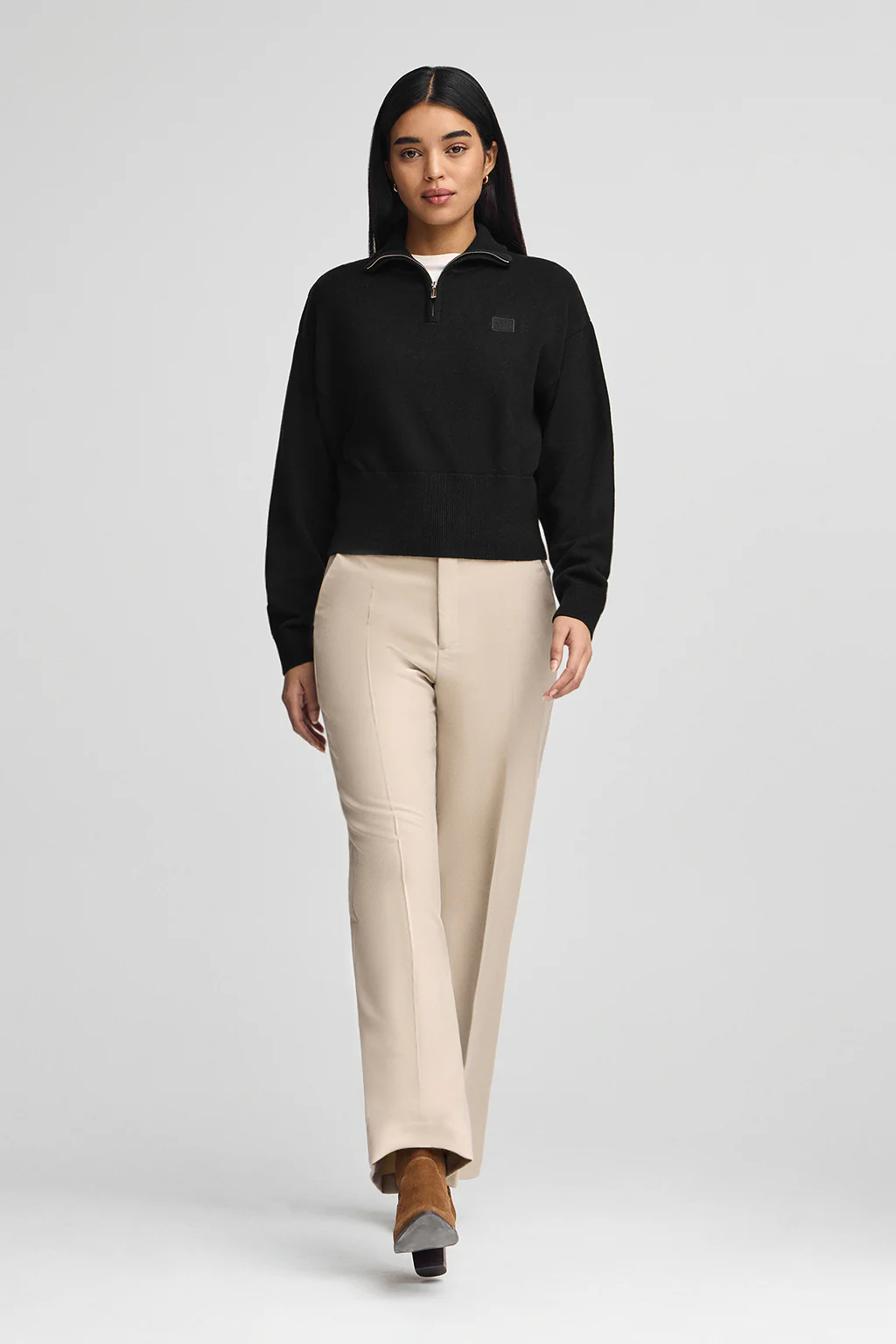 Black half-zip cotton jumper - Image 4