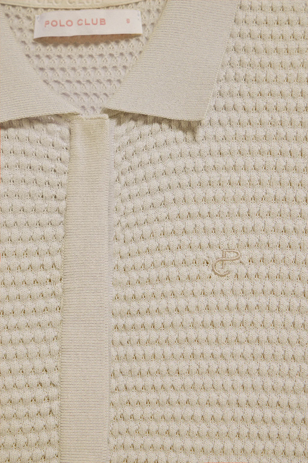 Beige buttoned T-shirt Lirio with embroidered monogram - Image 6