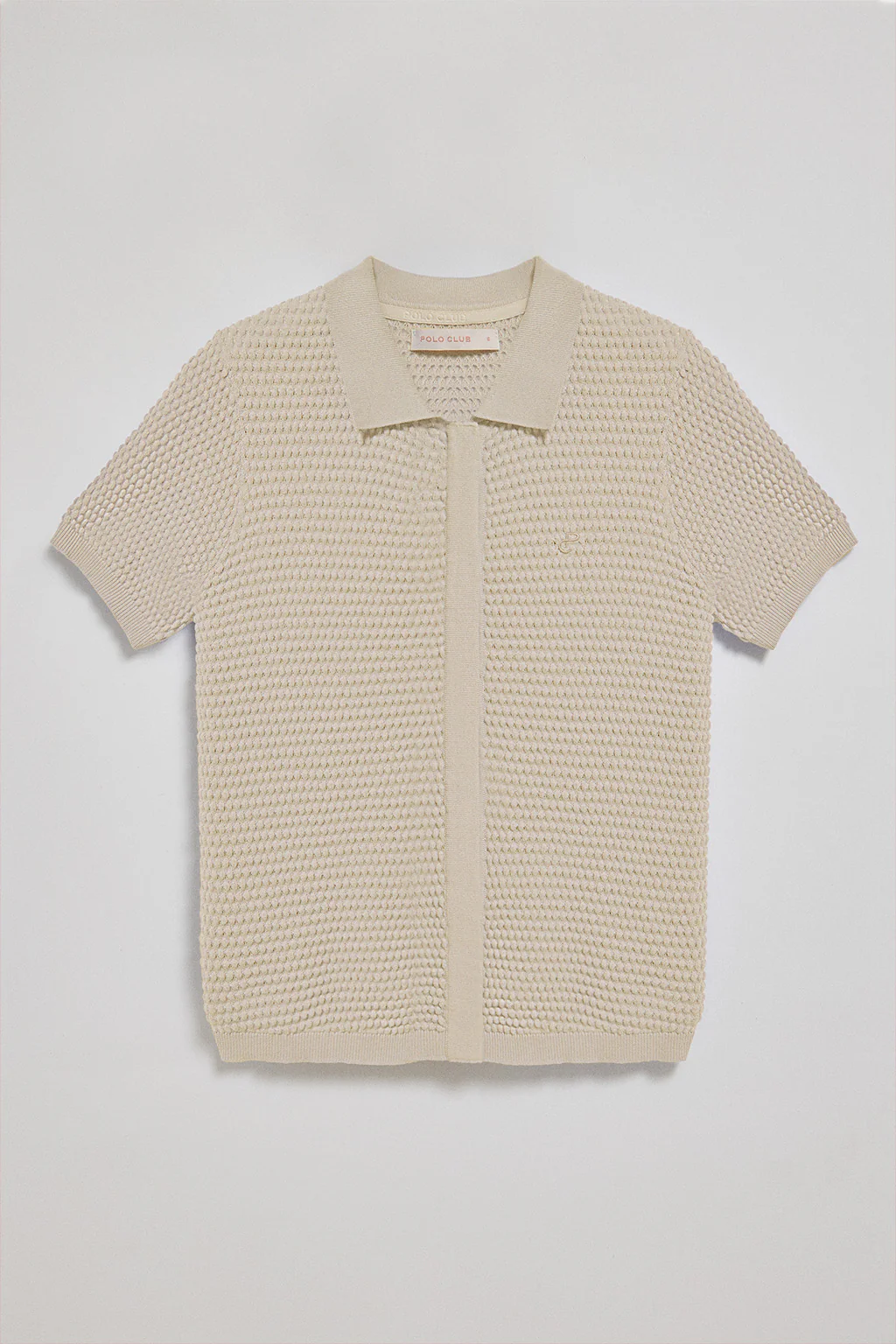 Beige buttoned T-shirt Lirio with embroidered monogram - Image 8