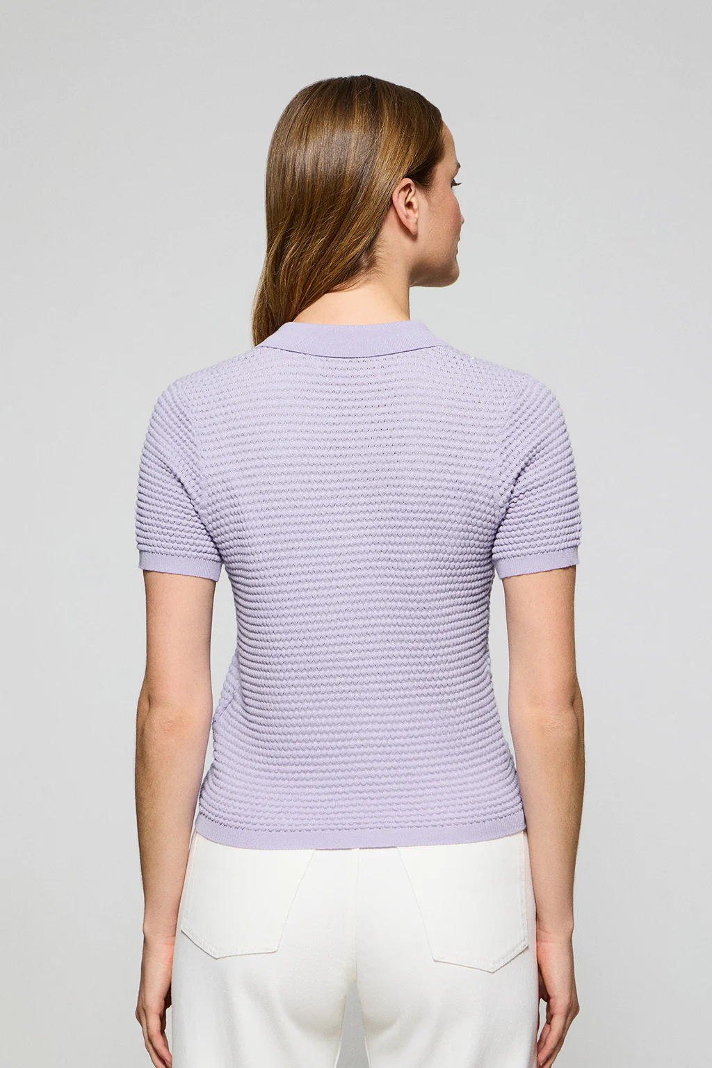 Lavender buttoned T-shirt Lirio with embroidered monogram - Image 2