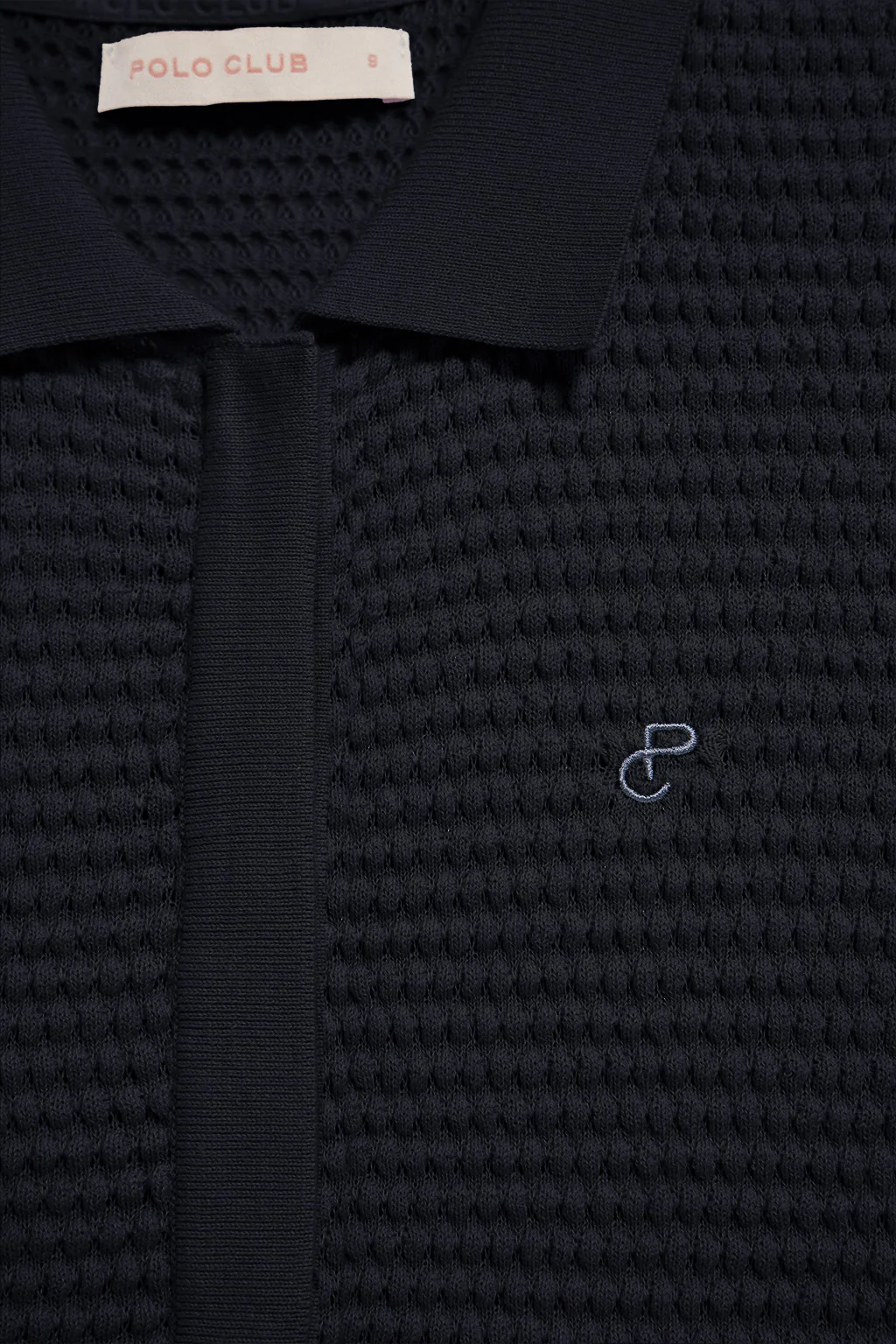 Navy-blue buttoned T-shirt Lirio with embroidered monogram - Image 6