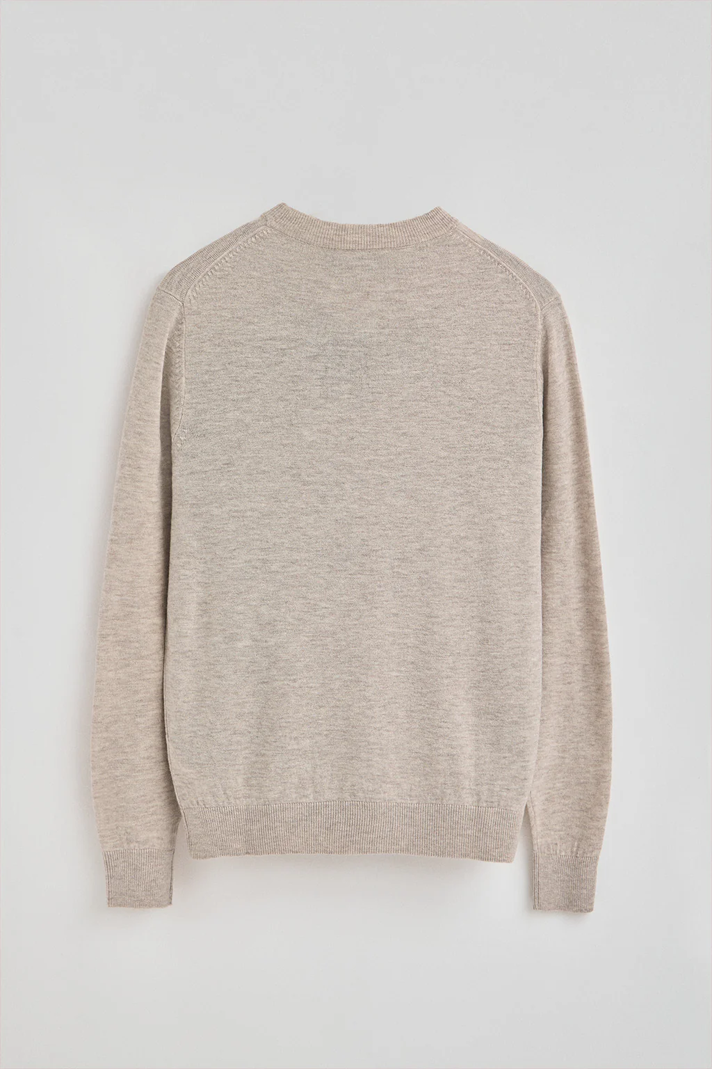 Beige-marl Merino-wool jumper with round neck - Image 8