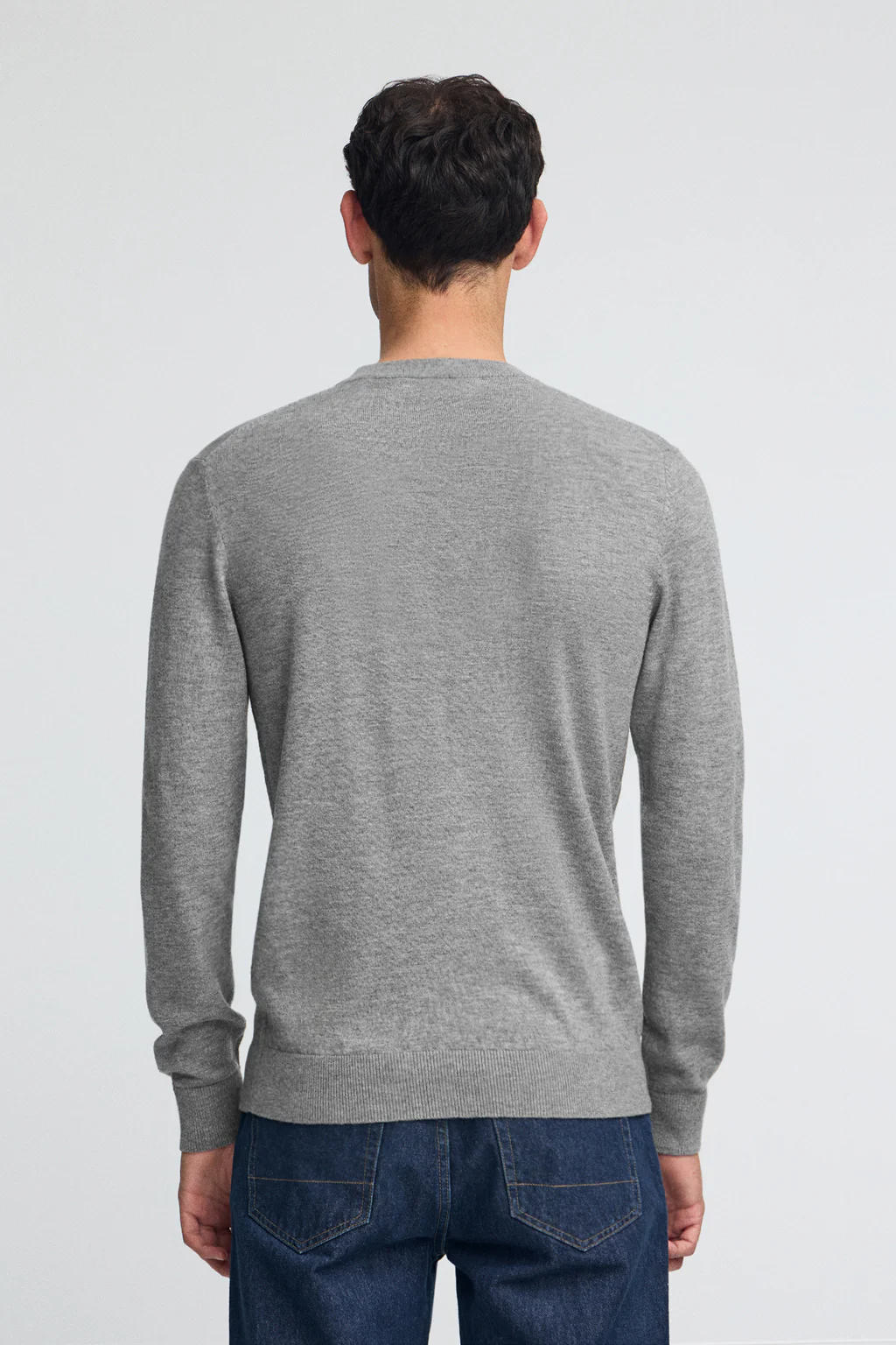 Grey-marl Merino-wool jumper with round neck - Image 5