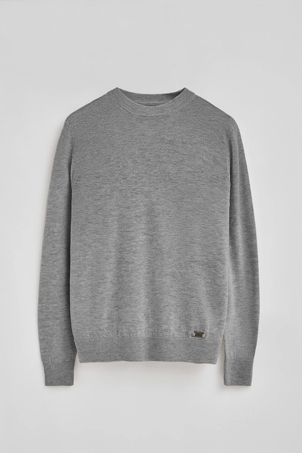 Grey-marl Merino-wool jumper with round neck - Image 6