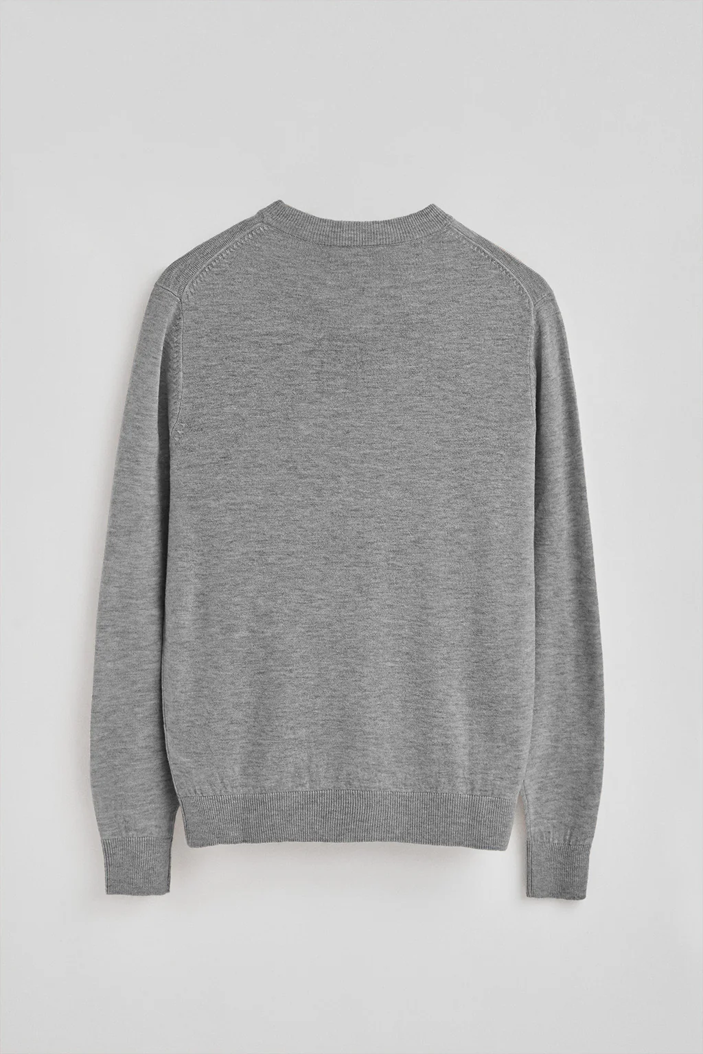 Grey-marl Merino-wool jumper with round neck - Image 8