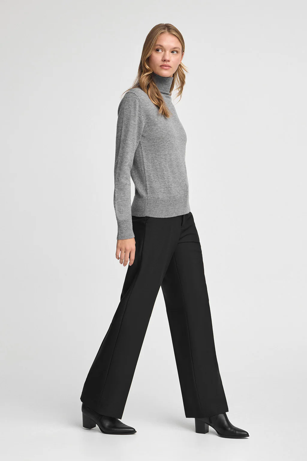 Grey-marl Merino-wool jumper with slim fit and turtleneck - Image 4