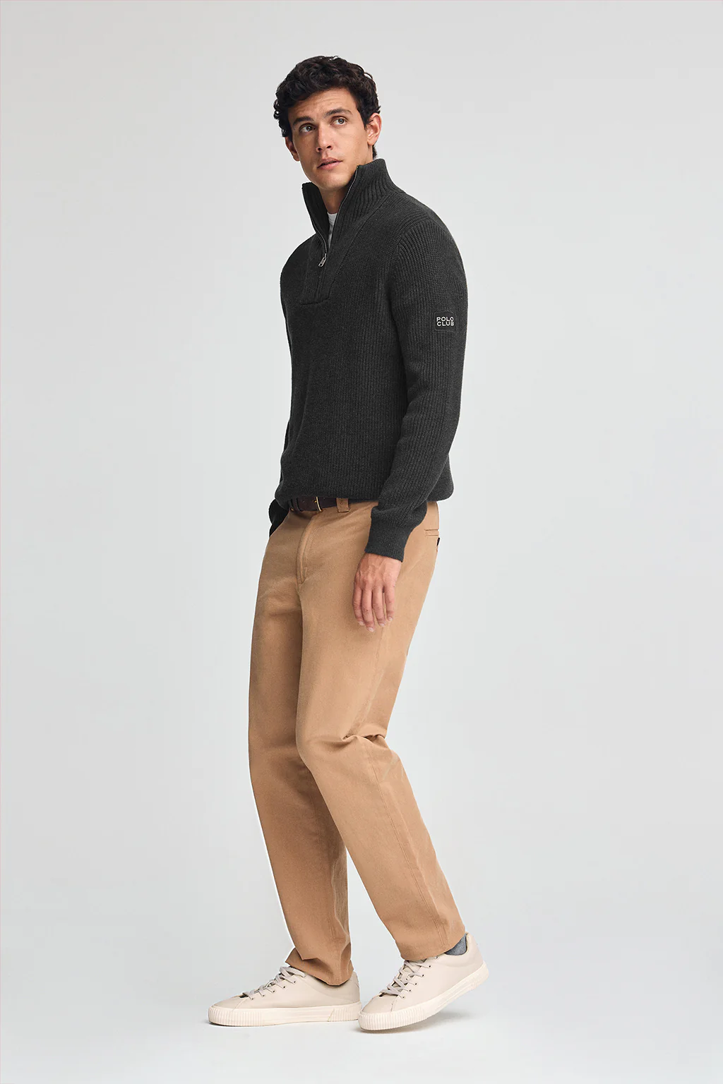 Black fisherman's-rib jumper with Polo Club patch - Image 3