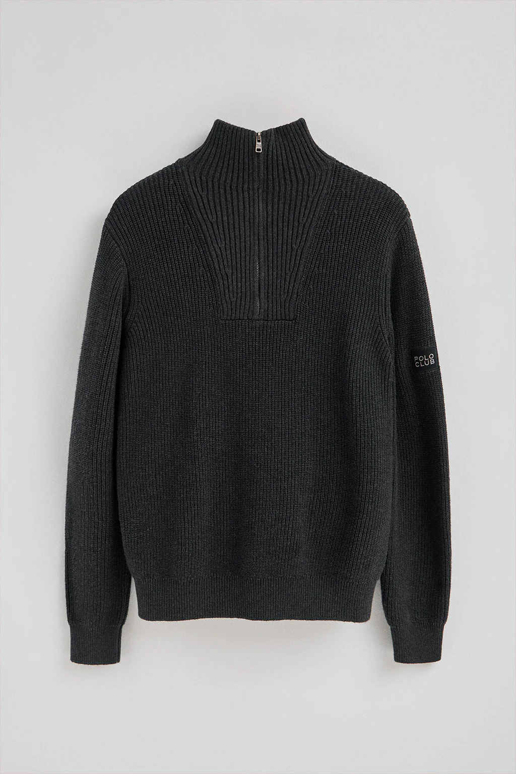 Black fisherman's-rib jumper with Polo Club patch - Image 6