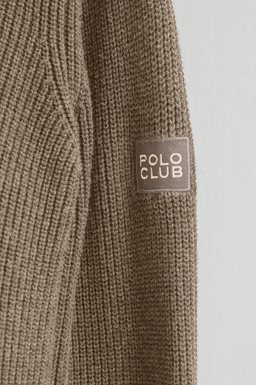 Dark-brown-marl fisherman's-rib jumper with Polo Club patch - Image 8