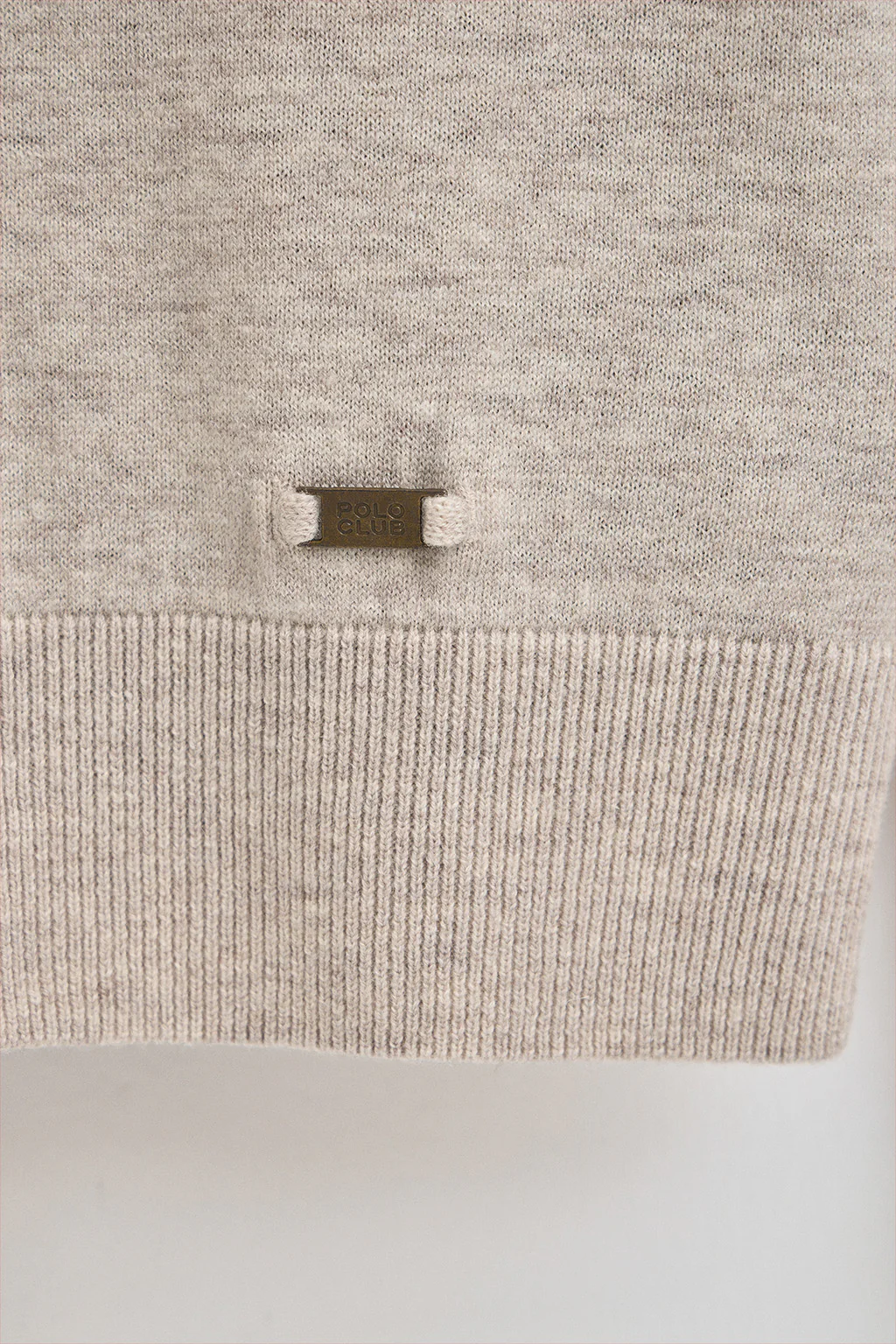 Beige-marl Merino-wool jumper with half-zip neck - Image 8