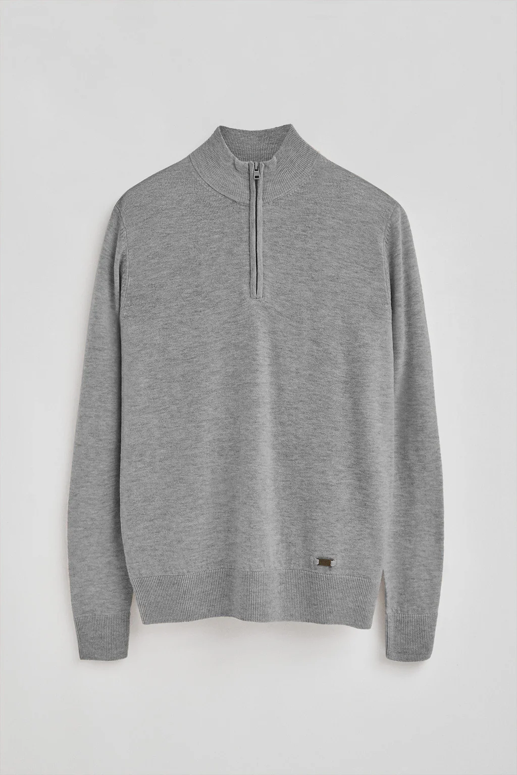 Grey-marl Merino-wool jumper with half-zip neck - Image 10